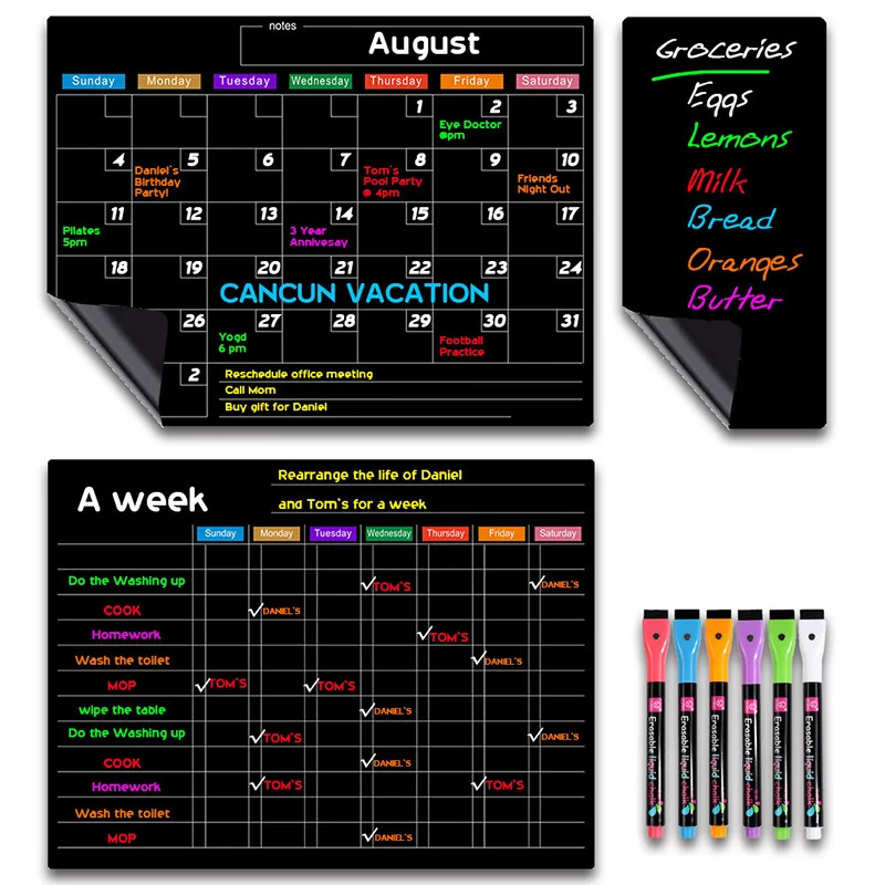 1 Set magnetischer Kühlschrankaufkleber, Kalender, magnetisches Whiteboard, Wandaufkleber, Lernplan, Kühlschrankaufkleber, Nachricht, Boa