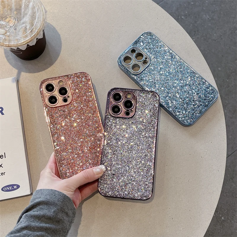 

Luxury Sparkling Sequin Phone Case Suitable For iPhone 15 14 13 12 11 Pro Max Ultra-Thin Shock-Absorbing Protective Cover