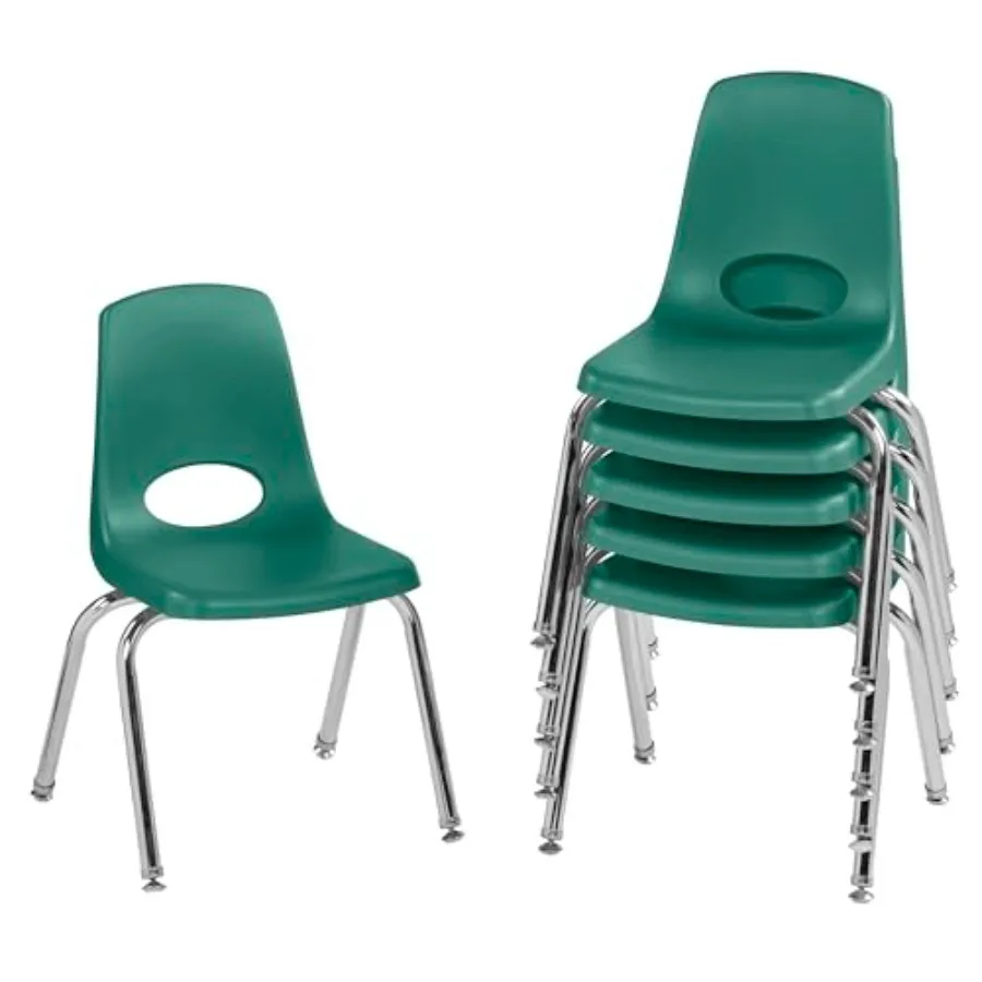 

FDP 14" School Stack Chair, Stacking Student Seat with Chromed Steel Legs and Nylon Swivel Glides For In-Home Learning or Class