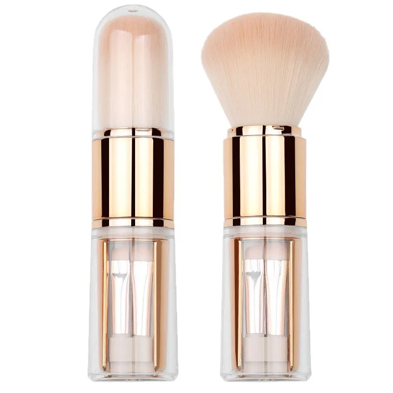 فرشاة مكياج 5 في 1، فرشاة بودرة أحمر الخدود الناعمة المحمولة مع غطاء، تصميم قابل للسحب، أدوات تجميل لمكياج الوجه أثناء التنقل #4