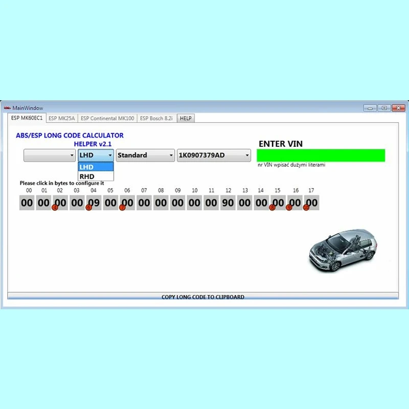 New ABS ESP Long Code Calculator for Bosch ESP units Changes to Adaptations and Codes VAG VCDS VIN number Suports over 20 Cars