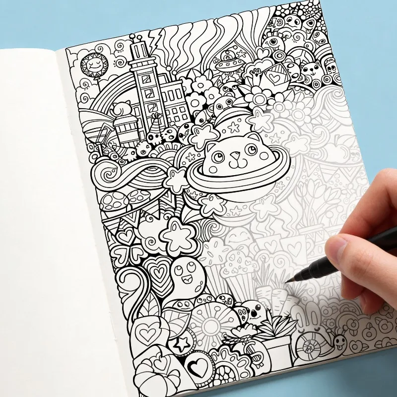 A Graffiti Decompression Drawing Sketch Book with Animal/plant/science Fiction/funny Elements 21 Patterns Bring You Peaceful