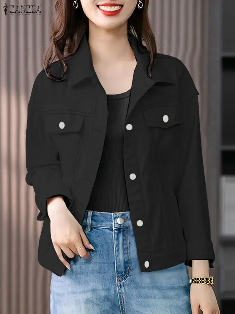 

ZANZEA Stylish Women Shirt Jackets Autumn Cardigan Lapel Neck Long Sleeve Blouse Causal Tops Thin Coats Female Buttons Up Blusas