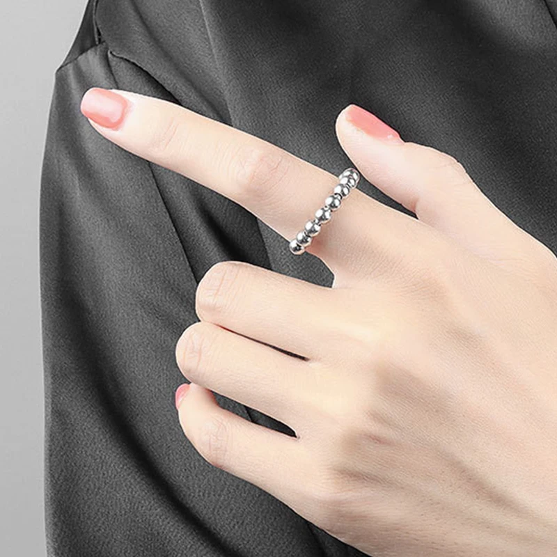 Simple Metal Beads Fidget Rotating Rings for Women Men Rotate Freely Anti Stress Anxiety Ring Spiral Round Ball Rotate Jewlery image 6