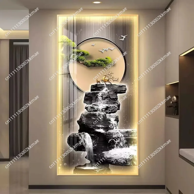 LED Light Luxury Entrance Decoration Painting Simple Modern Hanging Painting Mural Painting Corridor and Aisle With Alloy Frame