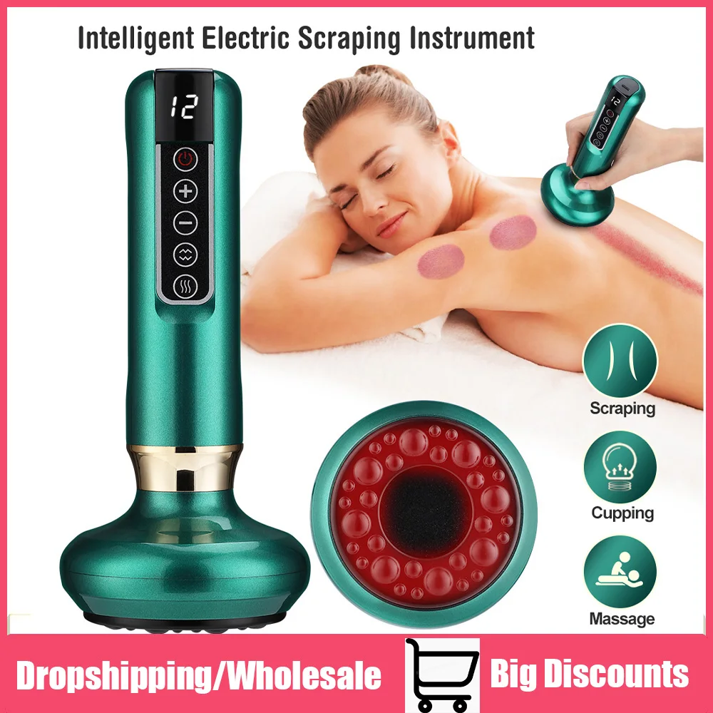 Intelligent Vacuum Cupping Massager, Skin Scraping Massage Jars Infrared Heating Guasha 12/6 Suction Body Massager Rechargeable