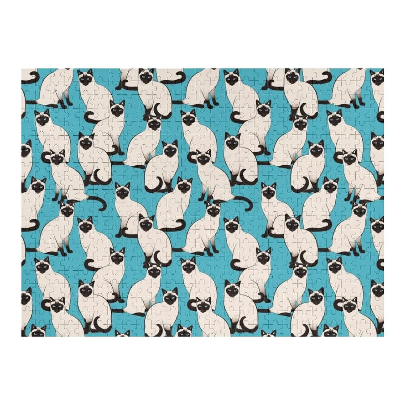 

Siamese Cats dense on turquoise Jigsaw Puzzle Personalize For Children Personalized Kids Gifts Puzzle