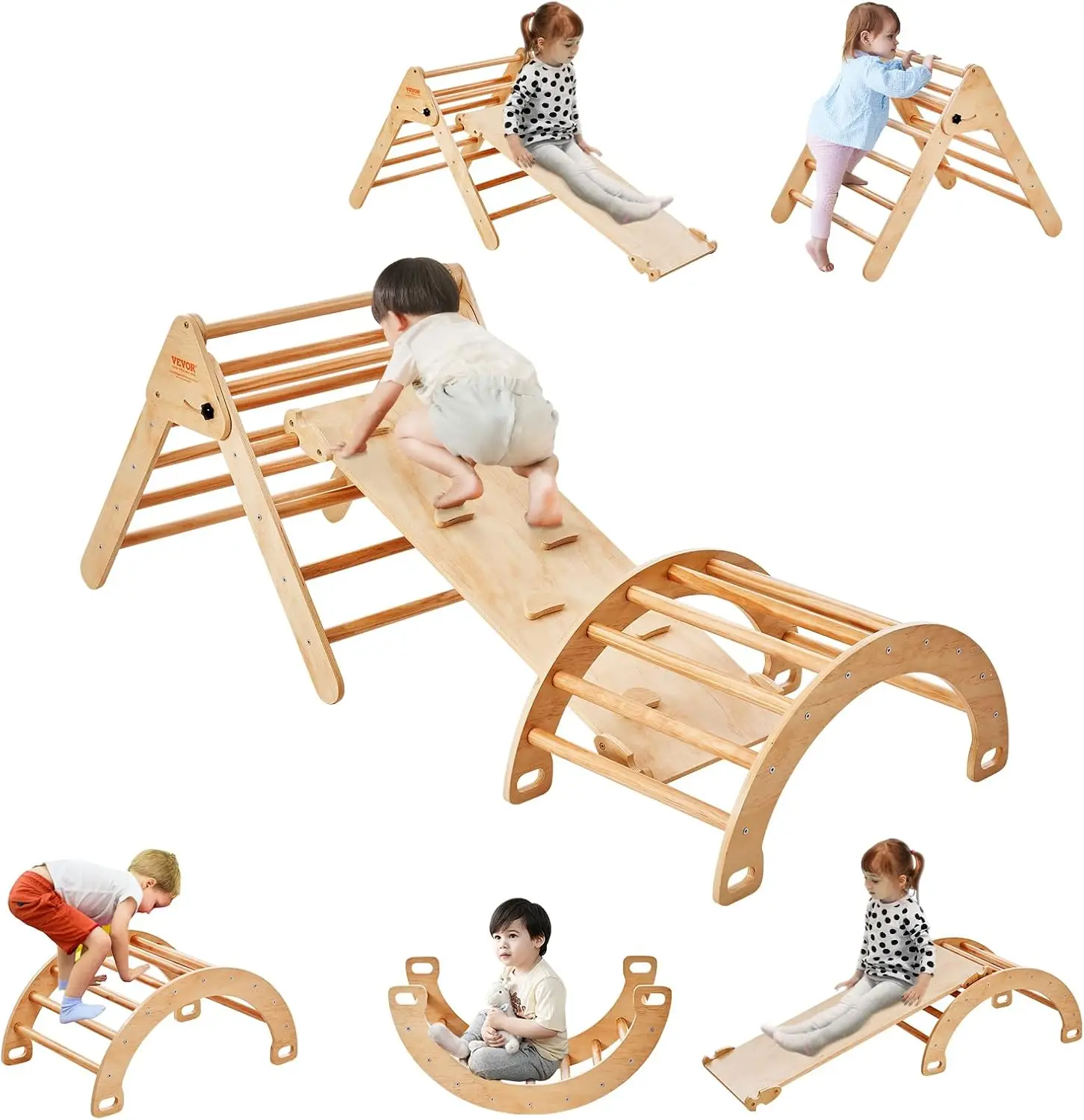 

Набор треугольных пиклеров, натуральный 5 в 1, большие игрушки для скалолазания для малышей, складной в помещении с аркой, рампа и падением для игр в тренажерном зале Монтессори