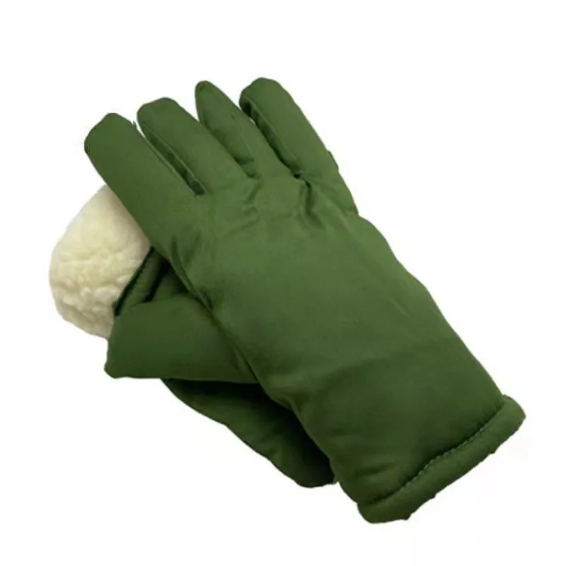 قفازات رجالية دافئة 40 قطنية لليد تحت الصفر محشوة من القطن مقاومة للبرد قفازات رجالية بمفصل أصابع الجيش الأخضر قفازات عتيقة