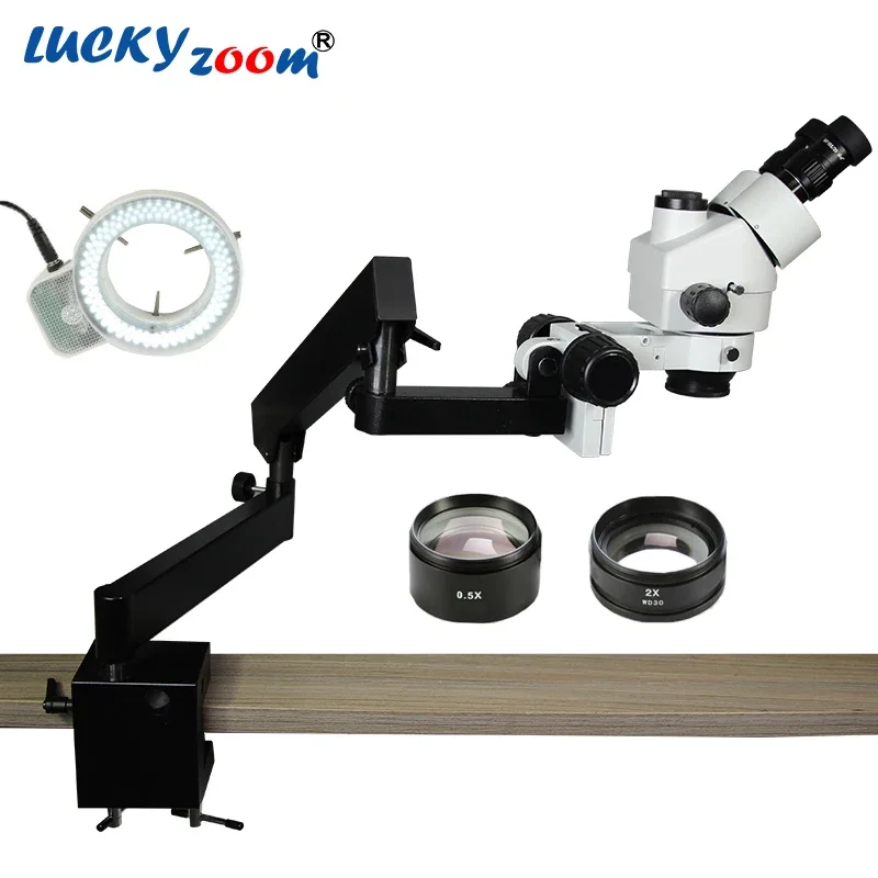 Table 3.5X-90X Trinocular Stereo Microscope Articulating Stand Clamp Zoom Microscopio For Soldering Mobile Repair PCB Microscop