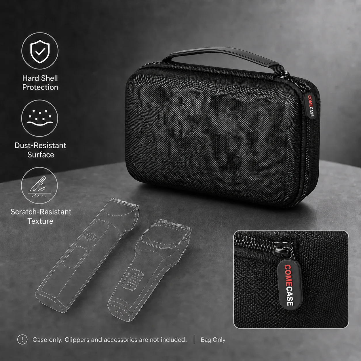 Hair Clipper Case for Wahl Andis, 2pcs Barber Trimmer Organizer Bag Compatible With Ufree Novah Fadeking, Travel Black Case Only