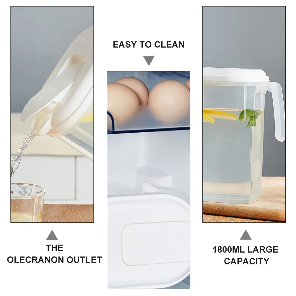 

1800 Ml Large Capacity Water Pitcher Transparent Plastic Jug Tea Pot Juice Container Heat Resistant Kitchen Drinkware