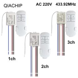 QIACHIP interruttore della luce del telecomando senza fili trasmettitore del ricevitore 220V ON/OFF lampada dell'interruttore del telecomando a parete digitale a 1/2/3 vie