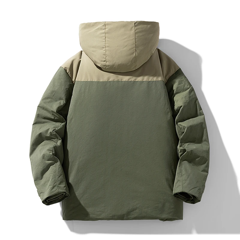 الرجال أسفل سترة الشتاء مقنعين زوجين ملابس خارجية فضفاضة بطة أسفل الدافئة للماء عارضة المشي لمسافات طويلة الجبلية سلسلة معطف #4