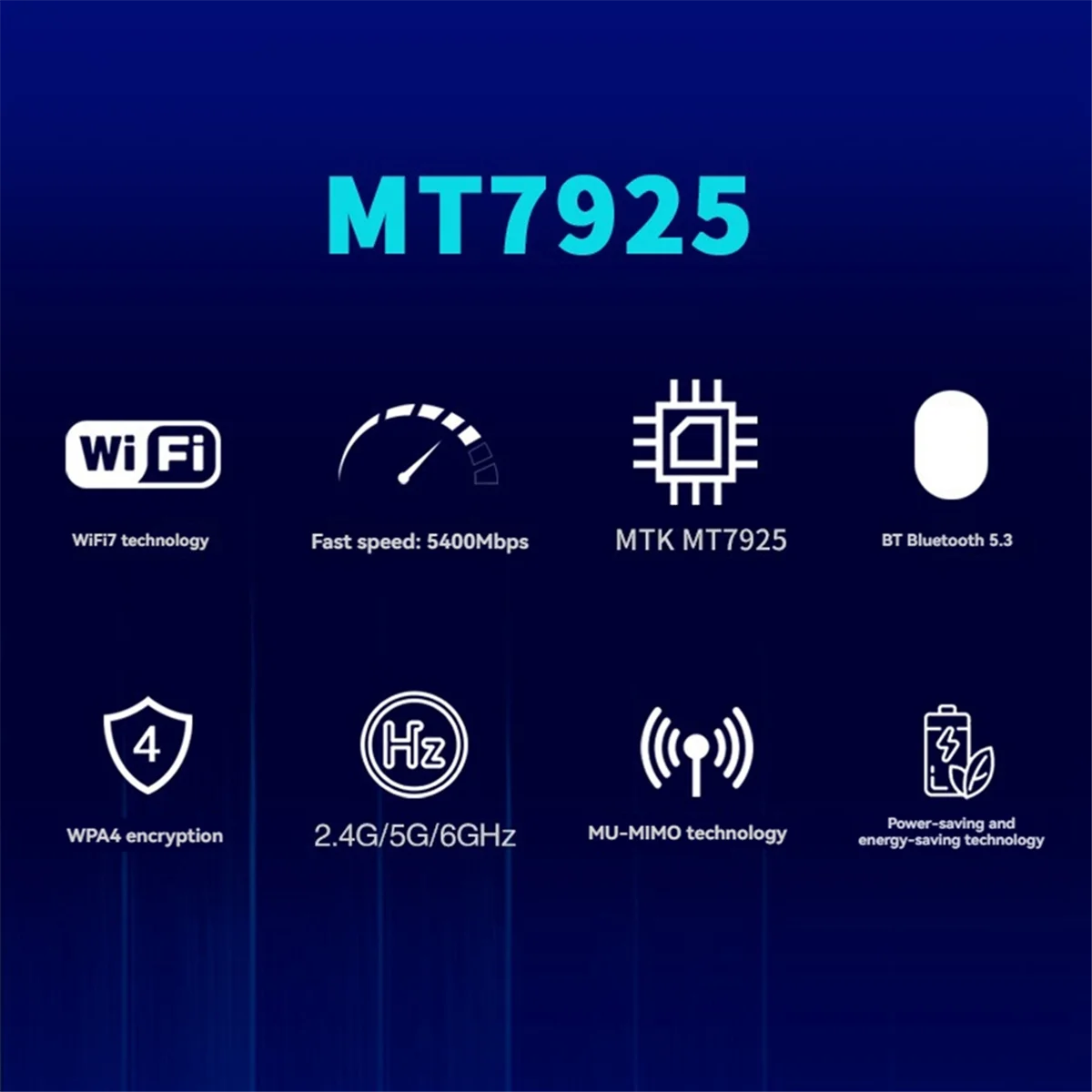 2025 جديد- MT7925 WiFi 7 PCI-E بطاقة محول ثلاثي الموجات 2.4G/5G/6 جيجا هرتز 5374Mbps BT5.3 سطح المكتب محول الشبكة اللاسلكية لـ Win11/10
