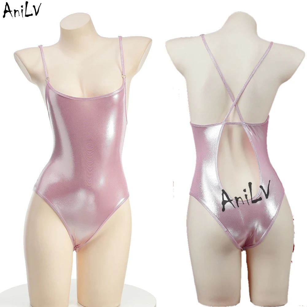 AniLV2023 Summer Pool Party Three Point Swimsuit Bodysuit Uniform Costume Women Bell Leather One-piece Swimwear Outfit Cosplay