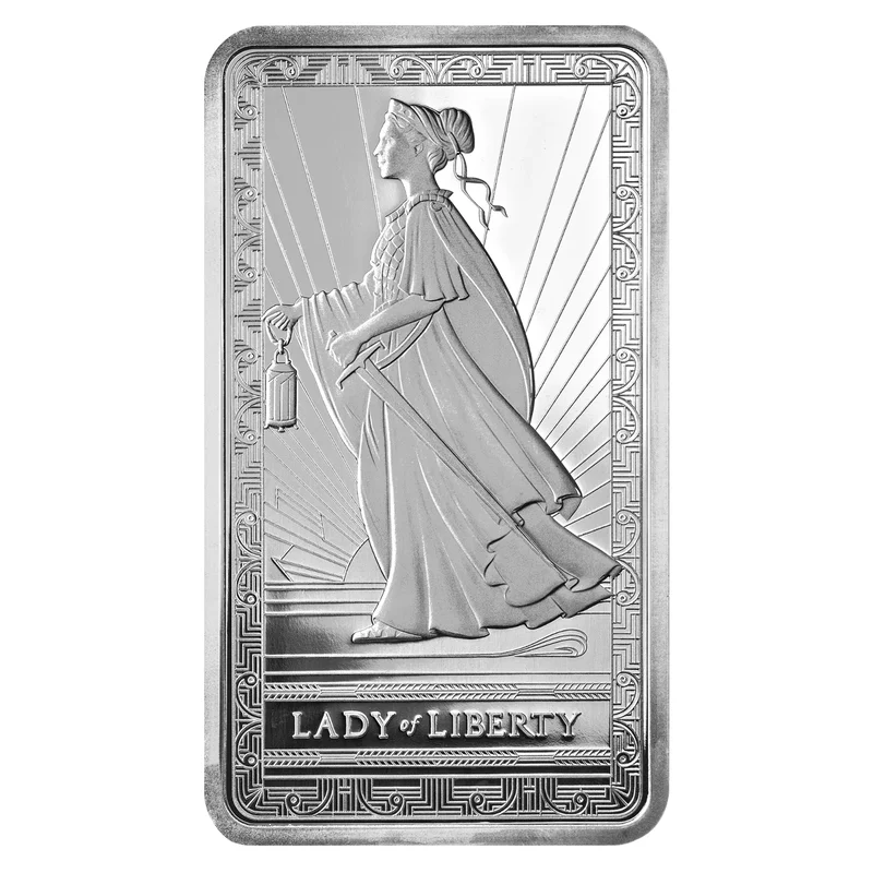 

999 Fine Silver Commemorative Coin - 10 Troy oz Lady of Liberty Art Deco Style Collectible Keepsake