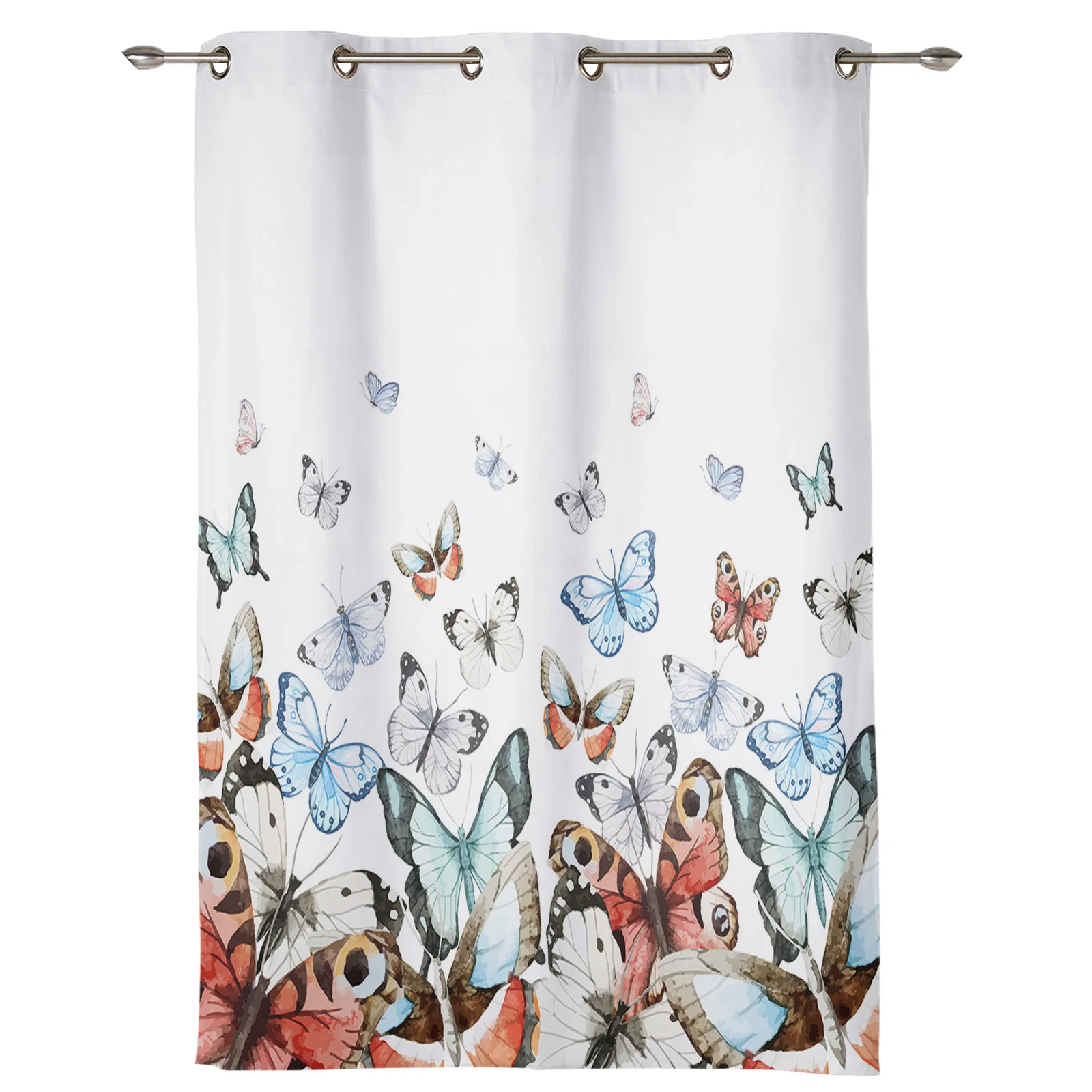 Pastoral Butterfly Gradient Window Curtains for Living Room Luxury Bedroom Curtains Coffee Kitchen Decor Drapes