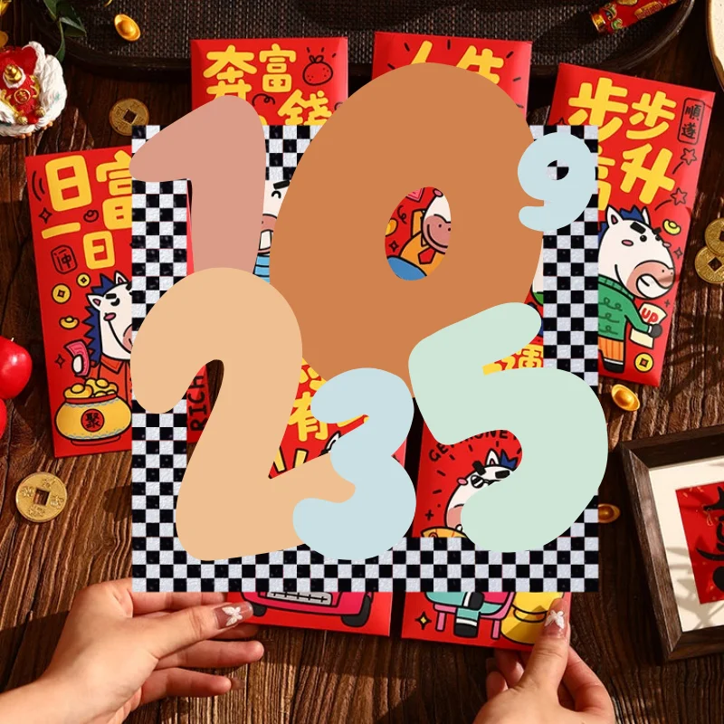 

6Pcs Cartoon Pony Pattern Red Envelope Horse Year Red Pocket Chinese New Year Money Envelope For Spring Festival Envelope