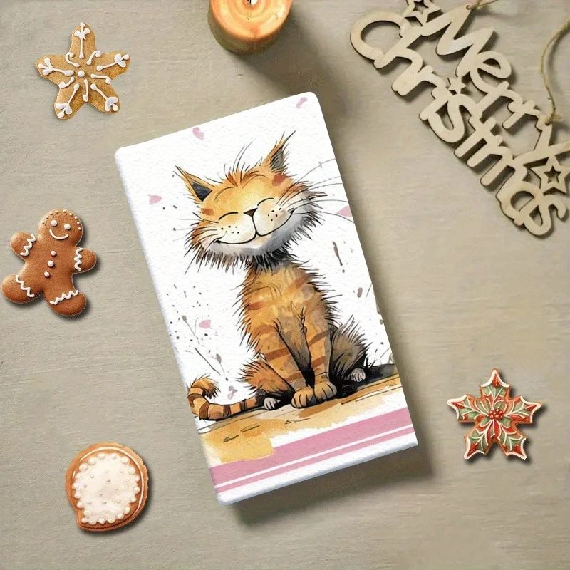 مناشف الأطباق القط ابتسامة البتلة خلفية ستوكات ماصة المطبخ منشفة اليد المنزل الطبخ الحمام تنظيف اللوازم المنزلية