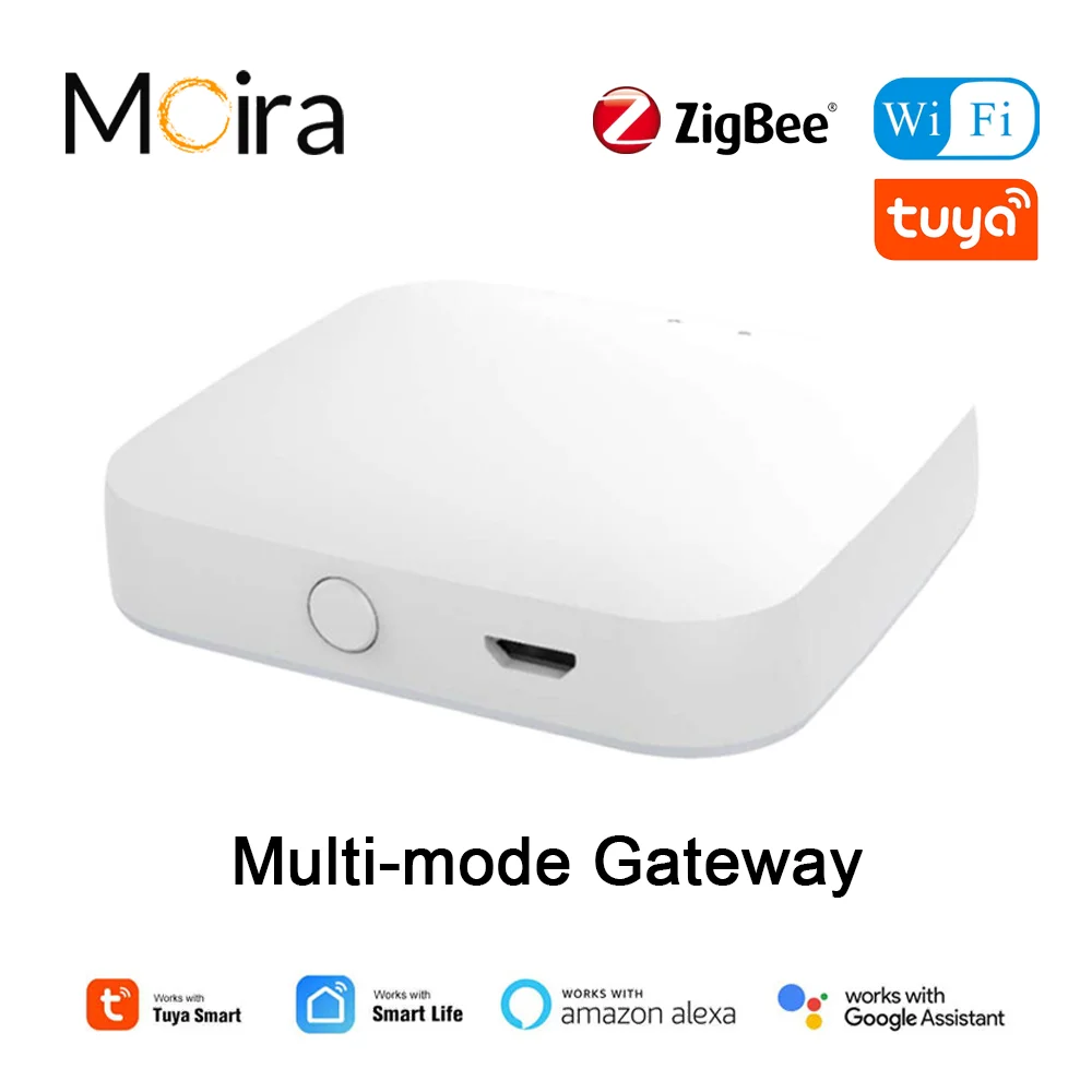 

Умный шлюз Moira Tuya Zigbee 3.0/WiFi с поддержкой нескольких режимов работы (беспроводной/проводной), совместим с пультом ДУ, Alexa и Google Home ﻿