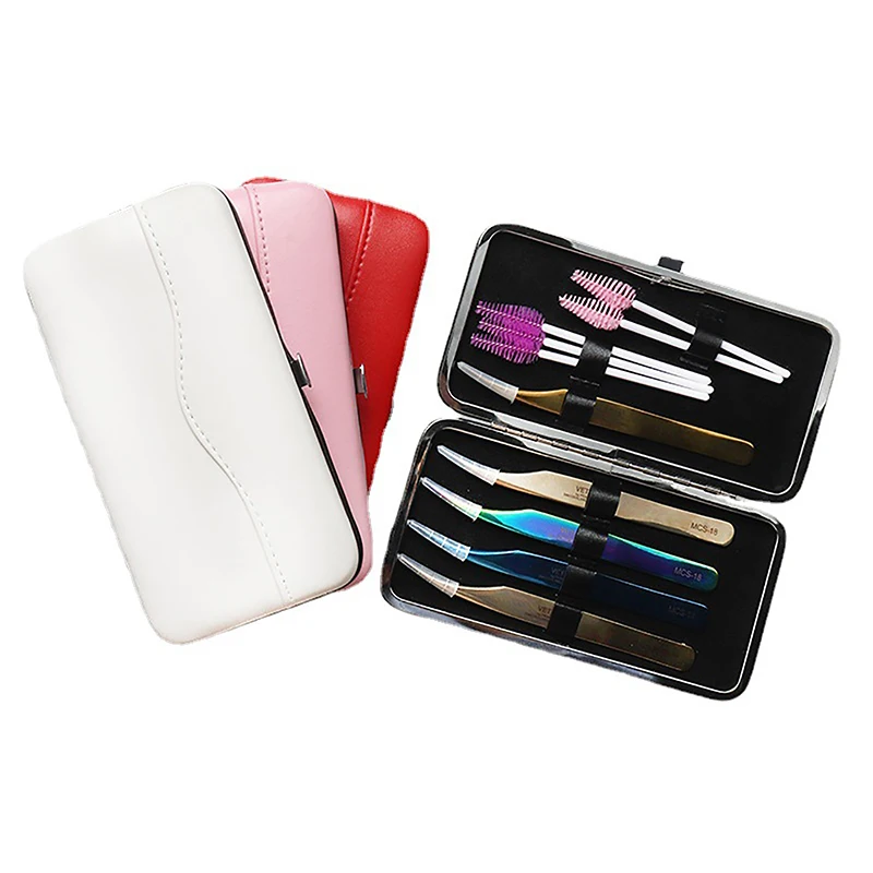 1PC Eyelash Tweezer Storage Box PU Leather Empty Lash Extension Supplies Tweezers Storage Box Portable Eyebrow Tweezers Cases