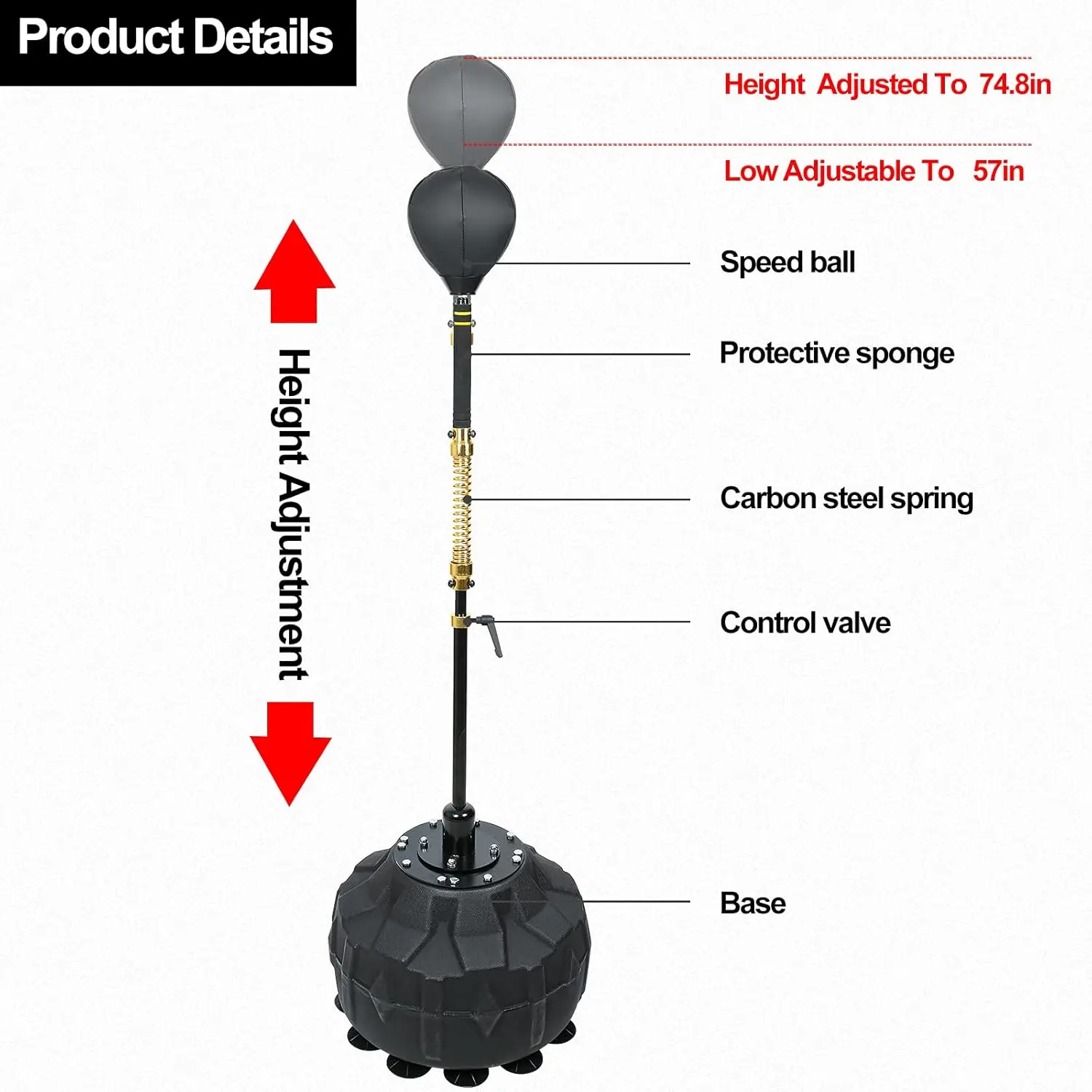 Boxing Fast Respond Speed Bar Heavy Duty Punching Equipment Adjustable Height from 57