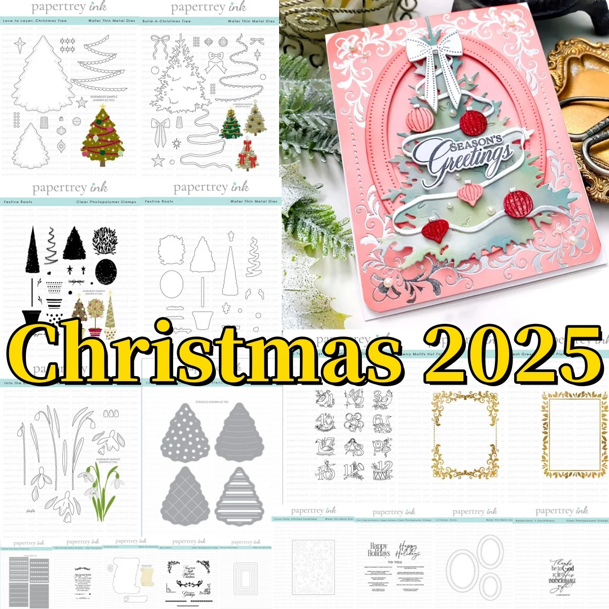 

Tree Snowdrops Storybook Snowflakes Christmas 2025 Metal Cutting Dies Clear Stamps Stencil Hot Foil for DIY Embossed Make Paper