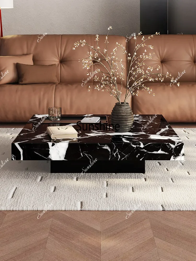 

Italian light luxury high-end marble home living room new tea table