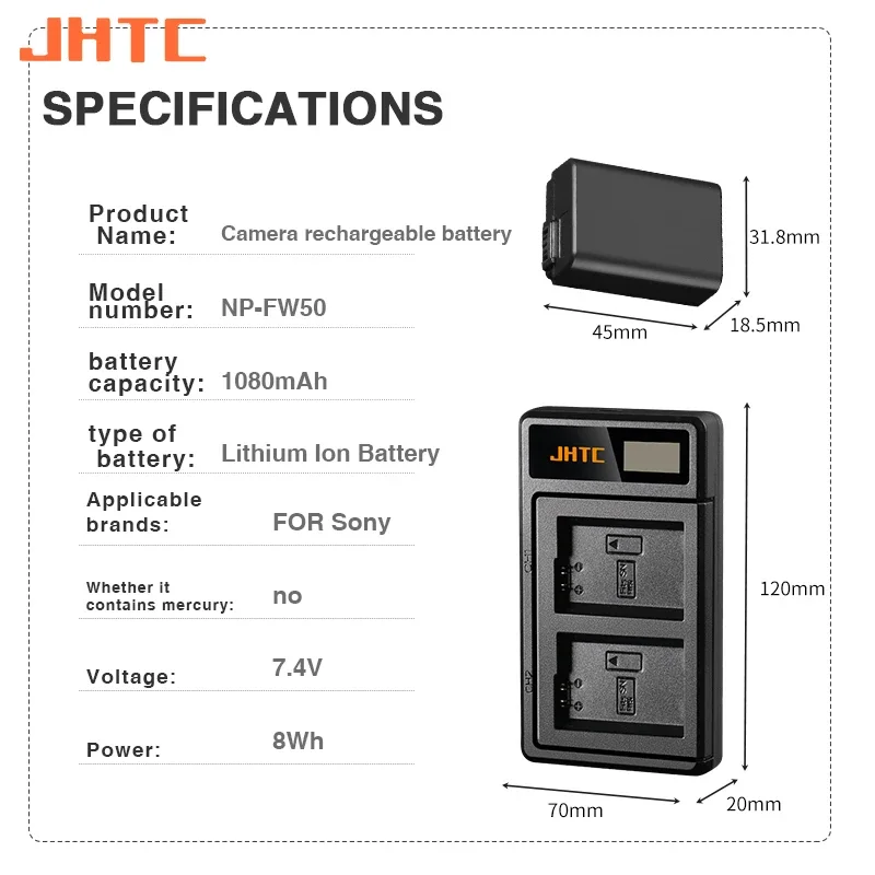 NP-FW50 de batería de 1080mAh para cámara Sony Alpha, cargador para modelos A3000, A5000, A6000, A6100, A6500, A6300, ILCE-7RM2 NP, FW50, NPFW50