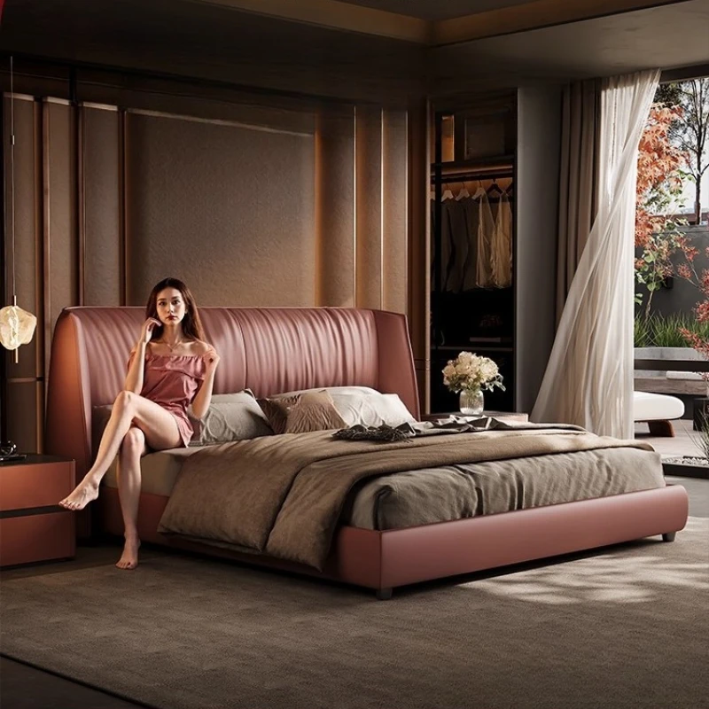 

180x200 double bed Soft Bag leather master bedroom king size twin wooden 2 people bed frame Headboard queen bedroom furniture