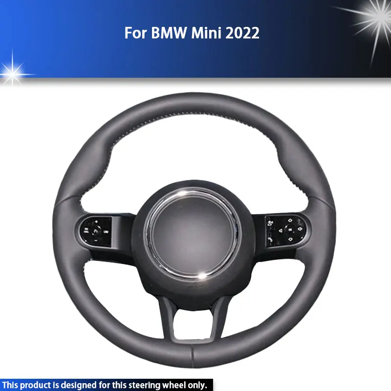 

Чехол на руль автомобиля для BMW Mini 2022, волокнистая кожа, автомобильные аксессуары, накидка на руль, износостойкость, черный
