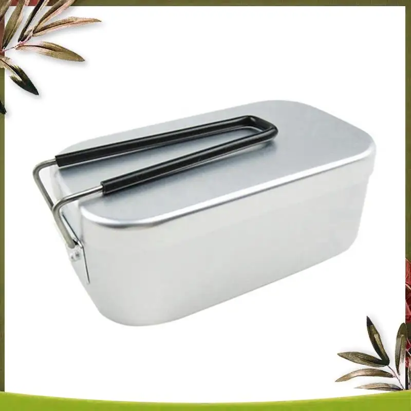 

Открытый Кемпинг Пикник Коробка Складная Ручка Металлический Бенто Еда Контейнер Путешествия Кемпинг