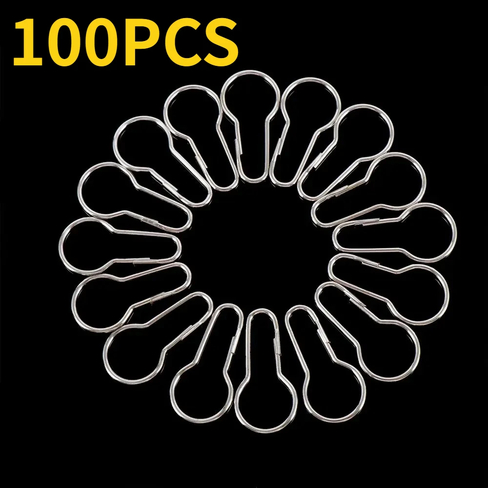 100/4pcs Gourd Curtain Rings Stainless Steel Shower Curtain Hooks Metal Rustproof Rod Hanger Buckle Kitchen Bathroom Hook