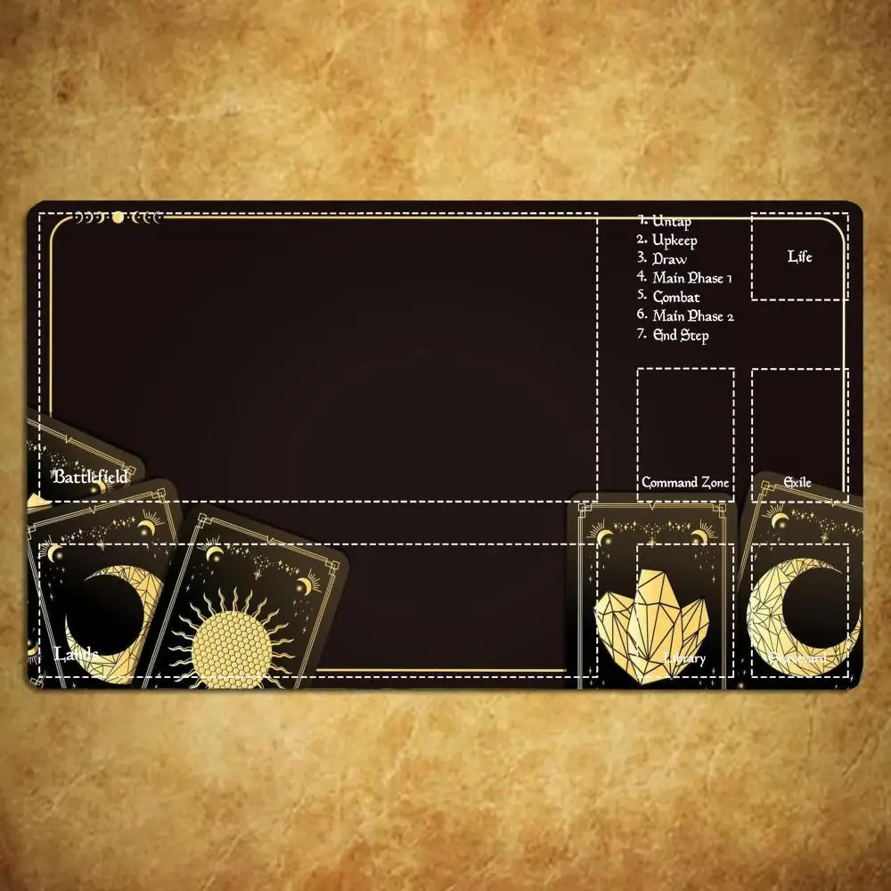 Vintage Celestial Tarot Large Gaming Desk Mat Non Slip Rubber Stitched Keyboard Mouse Pad E-Sport Office Daily Stationery