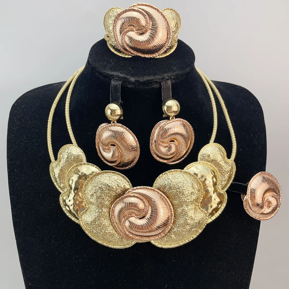 

Brazilian Simple Style Big Bold Necklace Luxury Quality African Bride Jewelry Set For Women Party Gifts FHK21938