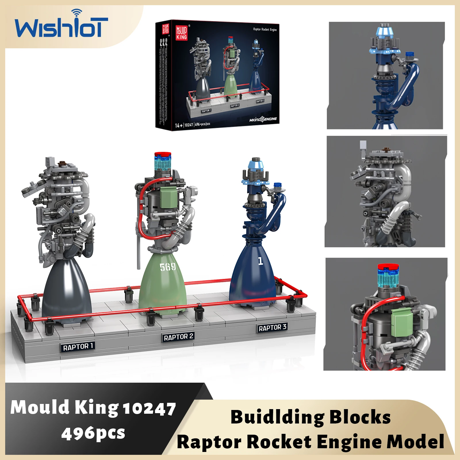 

Mould King 10247 Raptor Rocket Engine Building Blocks Mechanical Science and Education Model STEM Toys Creative Holiday Gifts
