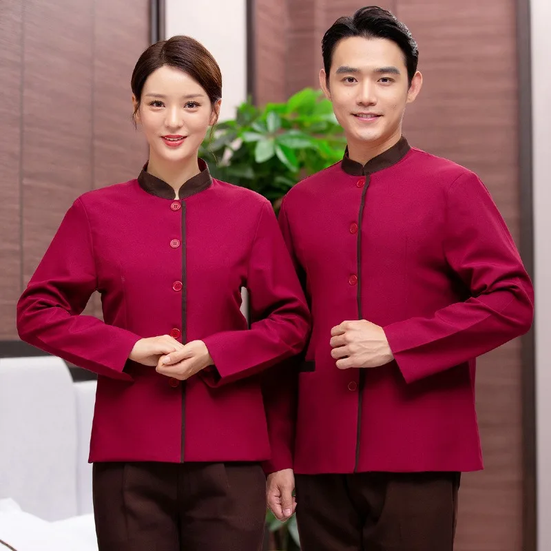 Roupas de limpeza com mangas compridas, Uniformes Hotel Cleaners, Roupas Shopping, Outono e Inverno