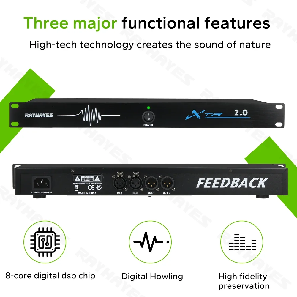 Rayhayes Audio Feedback Suppressor Processor High Quality Conference Microphone System 6 In 6 Out For Stage And Ktv