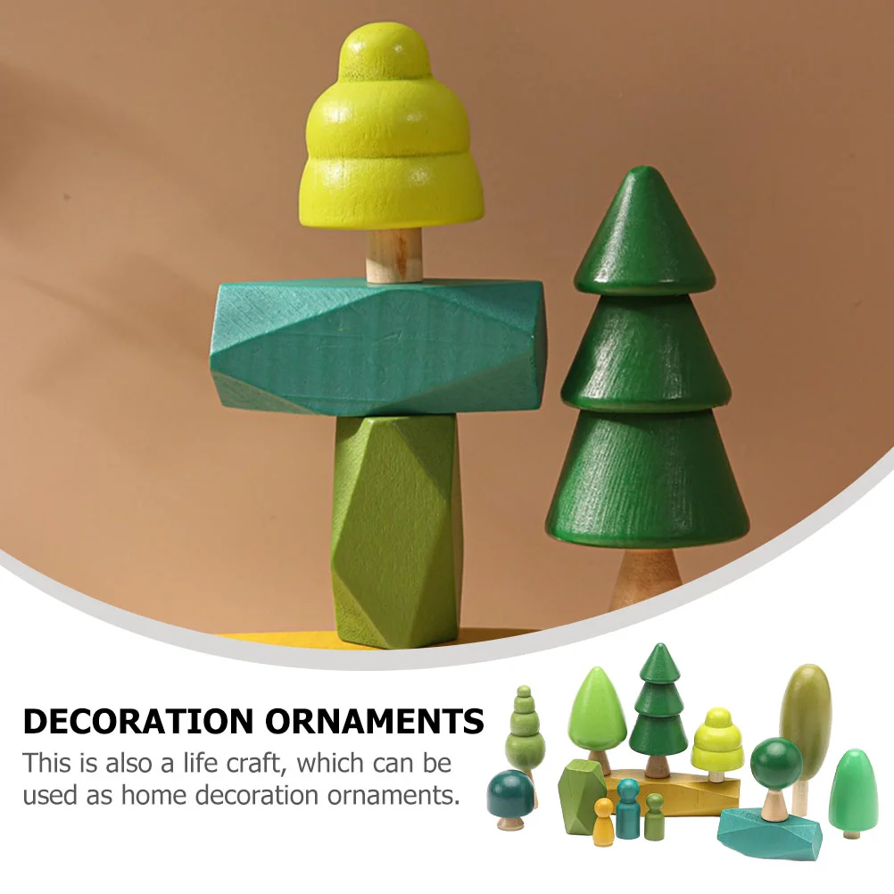 Wooden Craft Forest Tree Toys Mini Kits Cake Decorations Early Educational Kids Stacking Topper Toddler Puzzle Trees