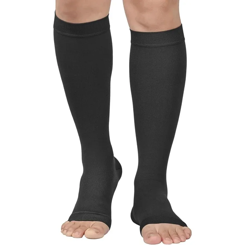 3 Pairs Open-Toe Pressure Socks Sports Calf Socks Women Long Legs Sleep Elastic Compression Socks Accessories