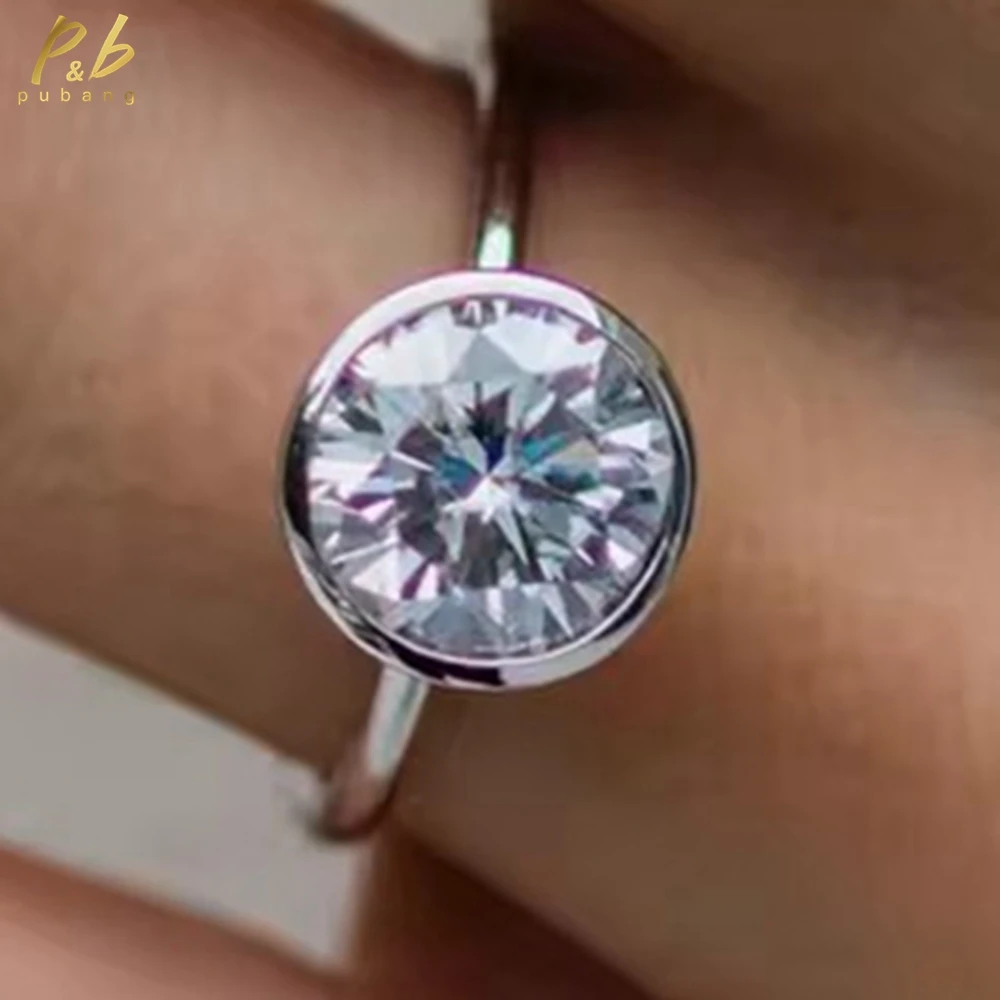 

PuBang Fine Jewelry VVS1 3EX D Цвет Муассанит Драгоценные камни Обручальное кольцо 4 CT Круглая блестящая форма с сертификацией Свадебные подарки