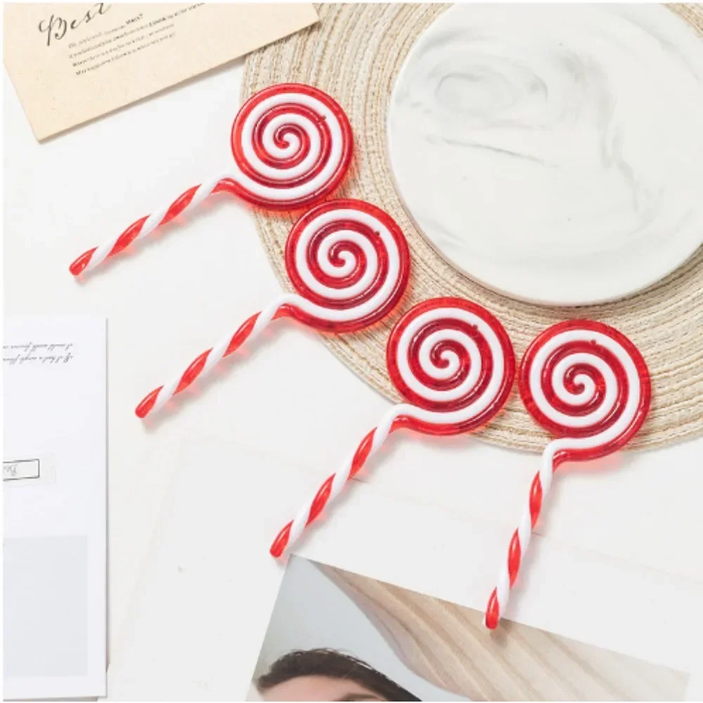 Mini Candy Canes Miniature Christmas Tree Decoration Peppermint Swirls Pendant DIY Scrapbook Craft Gift Home Party Navidad