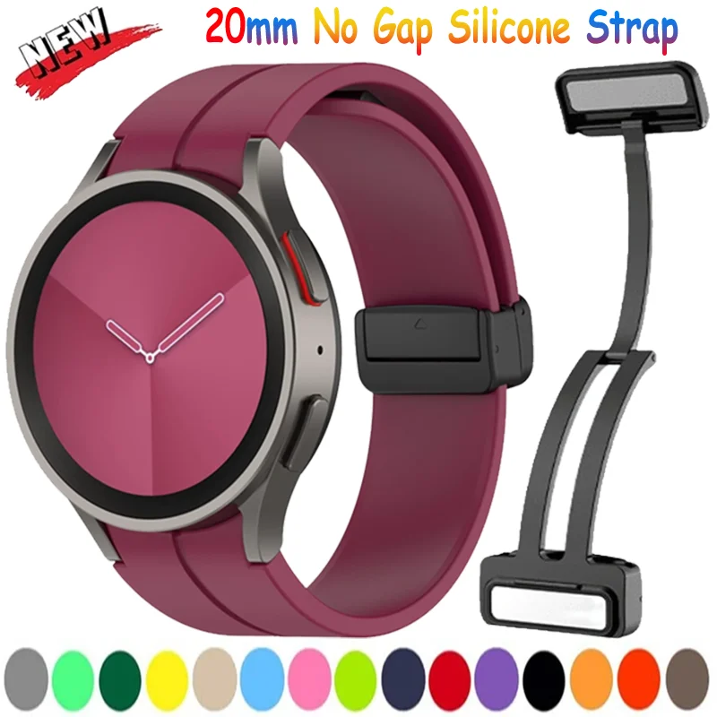 20 mm kein Lücke Silikonarmband für Samsung Galaxy 7 6 5 4 44 mm 40 mm Magnetschnalle Armband für Galaxy Watch 5 Pro 45 mm/4-6 Classic