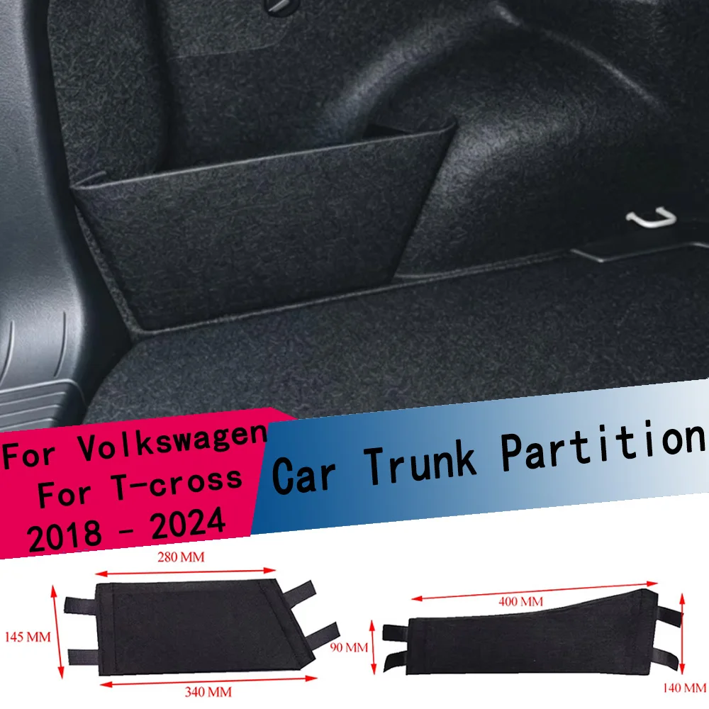 2Pcs Car Trunk Partition Tail Box Shield Board Storage Partitions Sides Accessories for Volkswagen VW T-cross Tcross 2018-2024