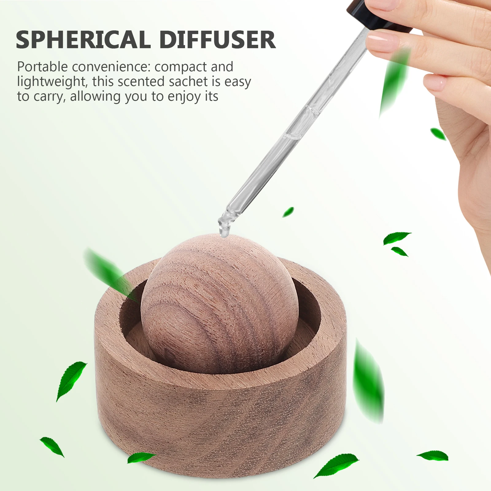 

Wooden Indoor Fragrance Diffuser Eco Friendly Aroma Essential Oil Spherical Car Home Office Wood Air Freshener Ornament