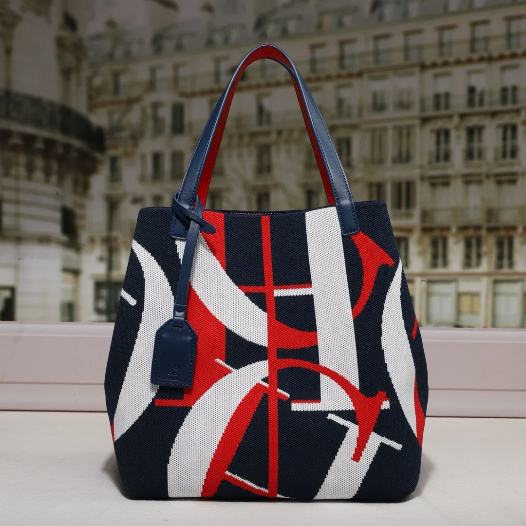 

2025 New Women's Striped Tote Bag - Premium Feel, Large Capacity Canvas Shoulder Purse, Woven Design, Adjustable Strap