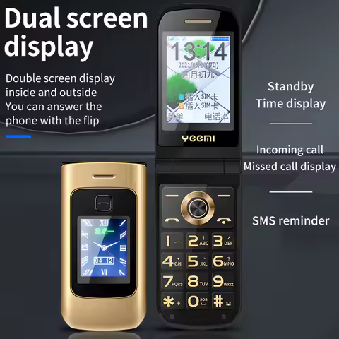 YEEMI K21 Unlocking Cheap Flip Phone Dual-screen S...