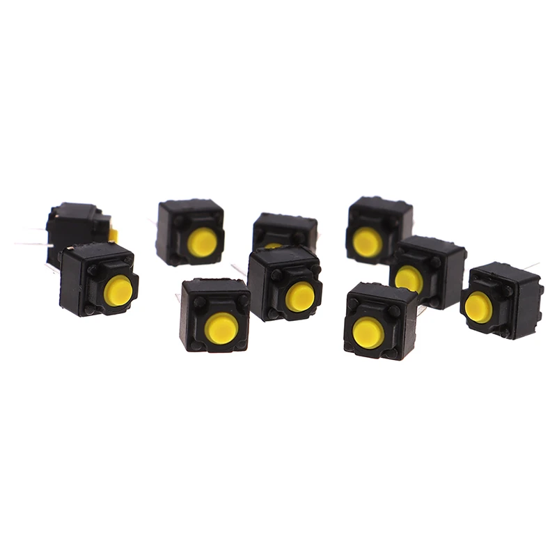 10pcs Mute Button 6*6*7.3mm Silent Switch Wireless Mouse Wired Mouse Button Micro Switch Yellow Push Button Switch