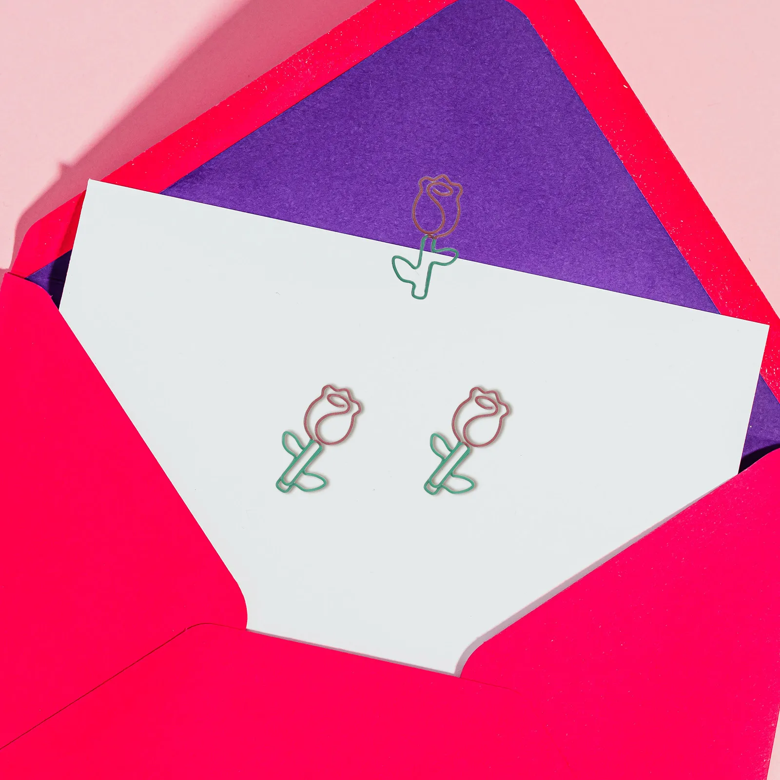 

20Pcs Rose Shape Paper Clips Metal Secure Grip Bookmarks for Office Study Document Fixing Organizer Metal Bookmark Paperclip